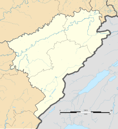 Mapa konturowa Doubs, u góry po prawej znajduje się punkt z opisem „Froidevaux”