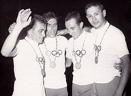 Luigi Arienti (links), Mario Vallotto, Franco Testa en Marino Vigna in 1960.