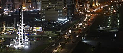 Eye of the Emirates and the Al Qasba Canal by night