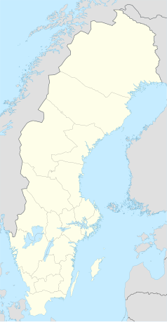 Mapa konturowa Szwecji, blisko dolnej krawiędzi po lewej znajduje się punkt z opisem „Kristianstad”