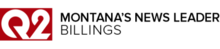 A red box containing stylized white letters "Q 2". Next to the box in two black lines are the words "Montana's News Leader" (bolded) and then "Billings".