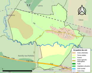 Carte en couleurs présentant l'occupation des sols.