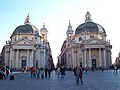 Veduta da Piazza del Popolo: a sinistra, via del Babuino; al centro, via del Corso; a destra, via di Ripetta.