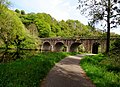 Pluméliau-Bieuzy : le pont ferroviaire (ligne d'Auray à Pontivy), dit "Pont de Gueltas", sur le Blavet juste avant l'entrée du tunnel de Castennec.