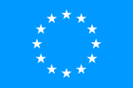 Proposta de bandeira com 12 estrelas sobre fundo azul claro.