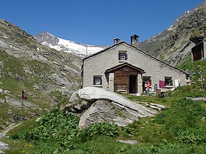 Blick auf die Hütte