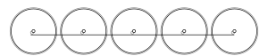 Diagram of five large driving wheels joined together by a coupling rod