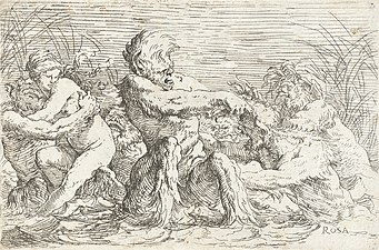 Battling Tritons (1660–61), 11.11 x 16.51 cm.