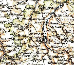 Lage der Amtshauptmannschaft Werdau 1895