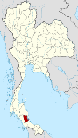 แผนที่ประเทศไทย จังหวัดพัทลุงเน้นสีแดง