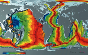 Starost oceanske skorje: rdeča je zadnja, modra je najstarejša.