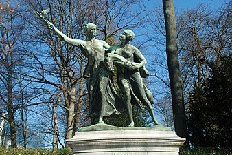 Het Belgische Genie gidst Congo (Monument Generaal Thys, Jubelpark, Brussel).