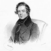 engraving of young man in armchair with round face and dark curly hair, wearing dark clothing, facing spectator