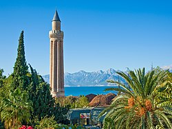 Yivli Minare Mosque, a symbol of Antalya, built by the Beylik of Teke c. 1375