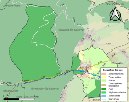 Carte en couleurs présentant l'occupation des sols.