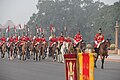 President's Bodyguard coming out of the Rashtrapati Bhavan in their winter ceremonial dress