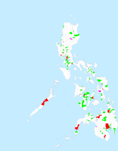 "Mapa ng Pilipinas na pinapakita ang ng mga lungsod at bayan"