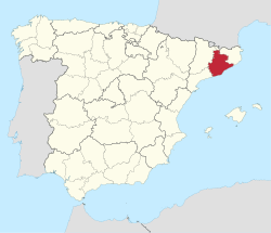 Map o Spain wi Province o Barcelona heichlichtit