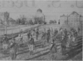 Officers of the Corps conducting Sabre Drill on the main drill field.