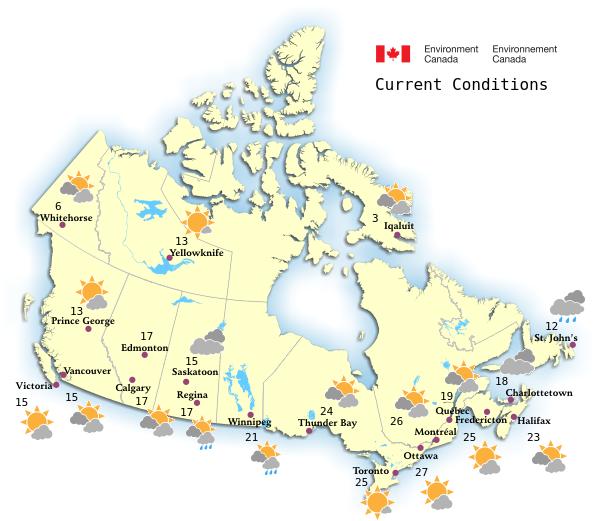 canada temps