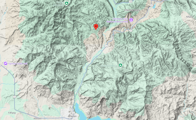 A map showing the location of a prescribed burn between Chimney Rock and Arboles, Colorado