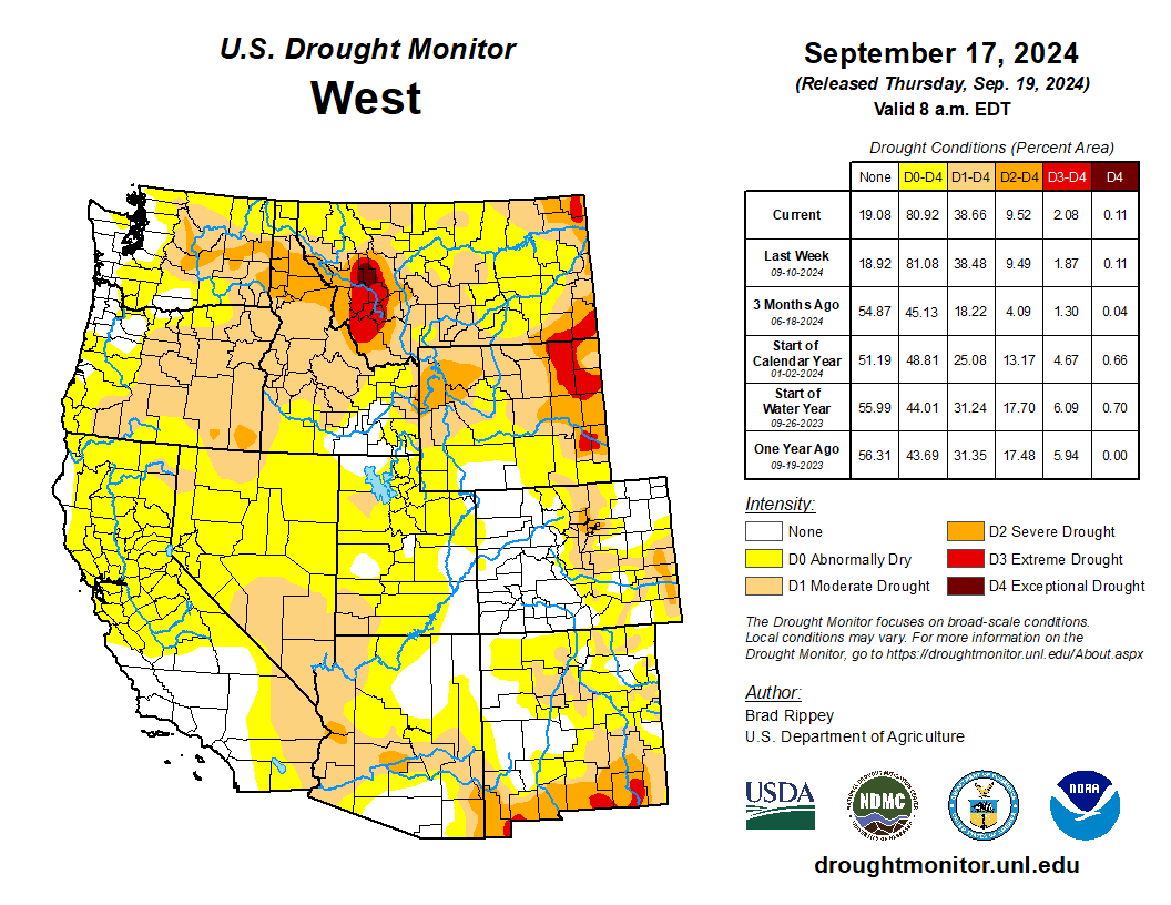 Current US West Drought Monitor