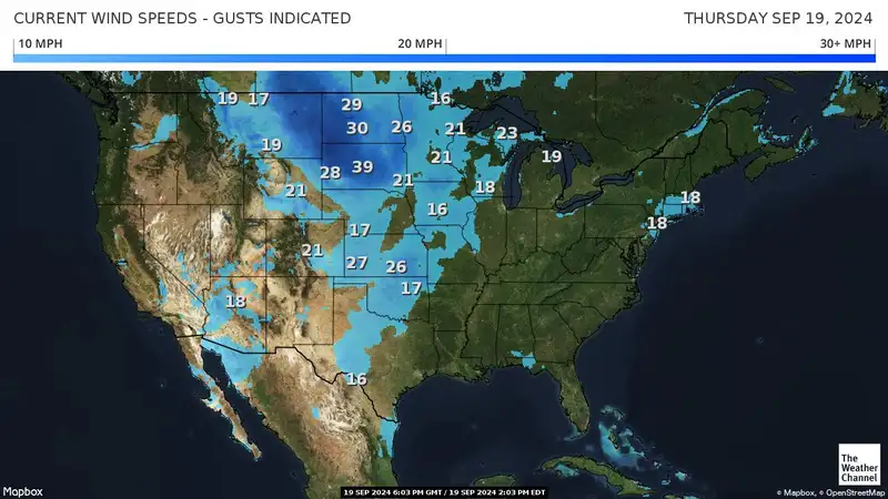 Current USA Wind Gust Map