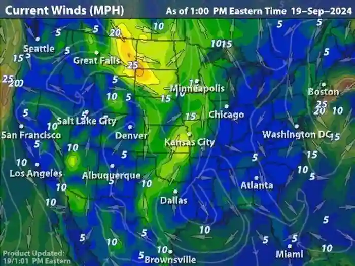 Current USA Wind Map