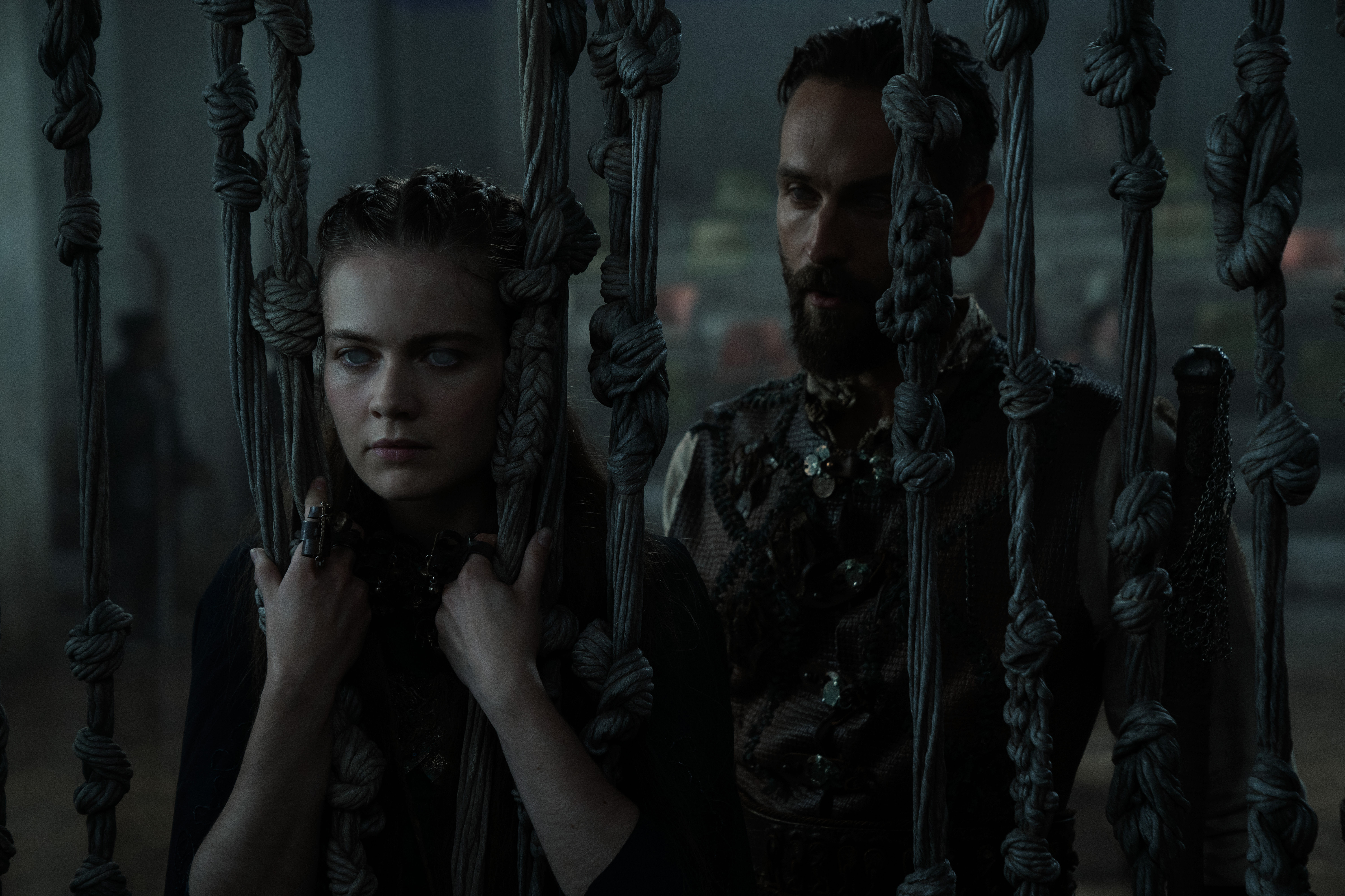 Tom Mison and Hera Hilmar in Heavy Hangs the Head (2022)