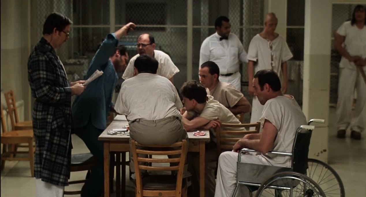 Jack Nicholson, Danny DeVito, Brad Dourif, Christopher Lloyd, Sydney Lassick, William Redfield, and Will Sampson in One Flew Over the Cuckoo's Nest (1975)