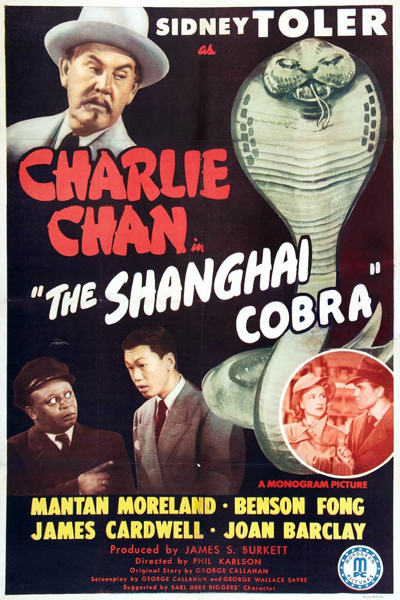 Joan Barclay, James Cardwell, Benson Fong, Mantan Moreland, and Sidney Toler in The Shanghai Cobra (1945)