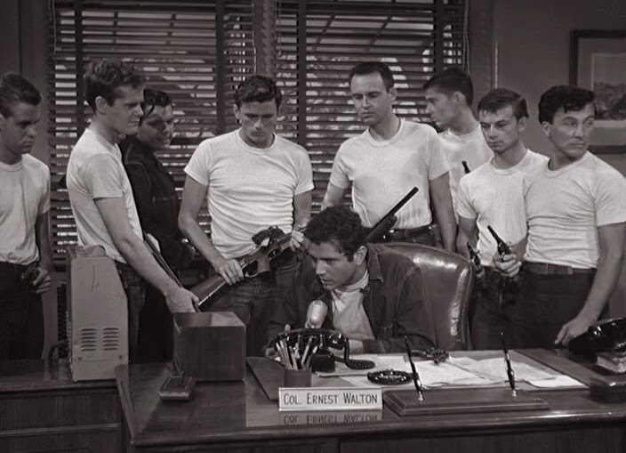 Robert Banas, George Brenlin, Jack Grinnage, Paul Jasmin, Scott Marlowe, Craig Slocum, and Richard Tyler in Riot in Juvenile Prison (1959)