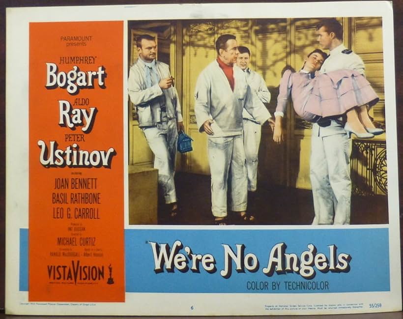 Humphrey Bogart, Peter Ustinov, Aldo Ray, John Smith, and Gloria Talbott in We're No Angels (1955)