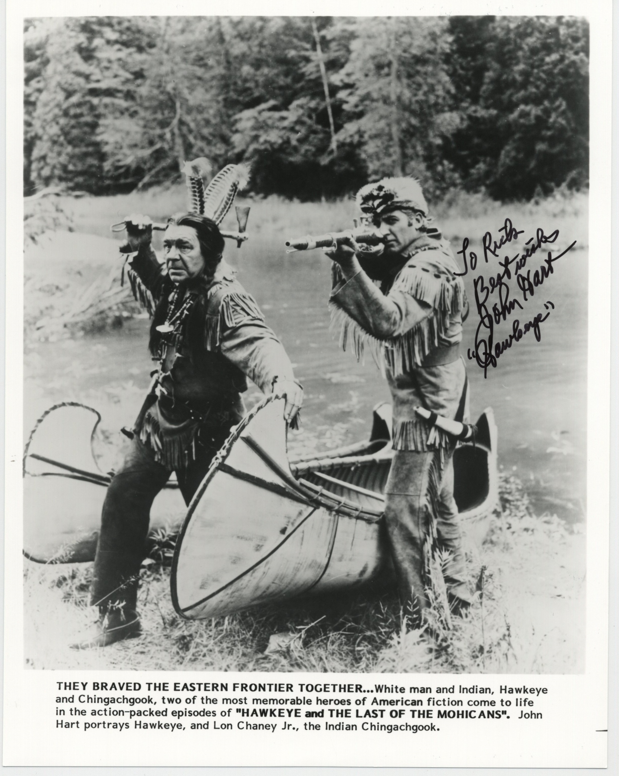 Lon Chaney Jr. and John Hart in Hawkeye and the Last of the Mohicans (1957)