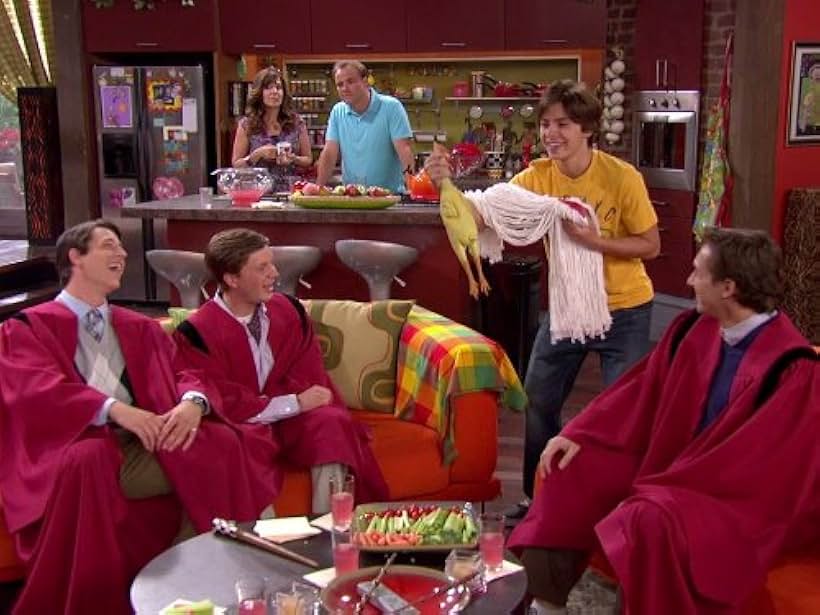 Maria Canals-Barrera, David DeLuise, Jake T. Austin, and Shane Harper in Wizards of Waverly Place (2007)