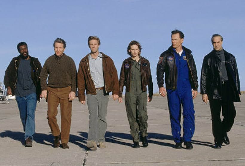 (l to r) Delroy Lindo as Brazzelton, Tcheky Karyo as Serge, Aaron Eckhart as Josh, Hilary Swank as Beck, Bruce Greenwood as Iverson and Stanley Tucci as Zimsky