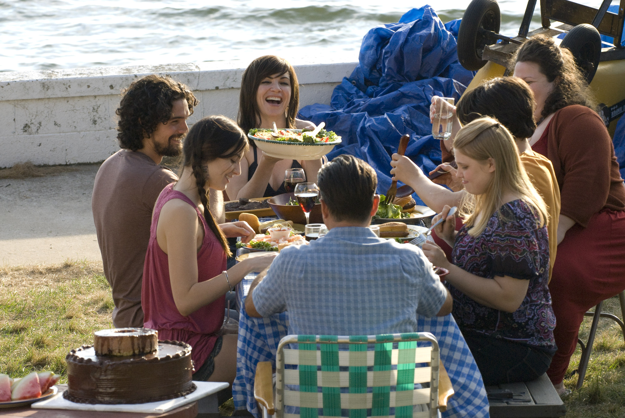 Julianna Margulies, Dominik Garcia, Steven Strait, Ezra Miller, and Carrie Baker Reynolds in City Island (2009)