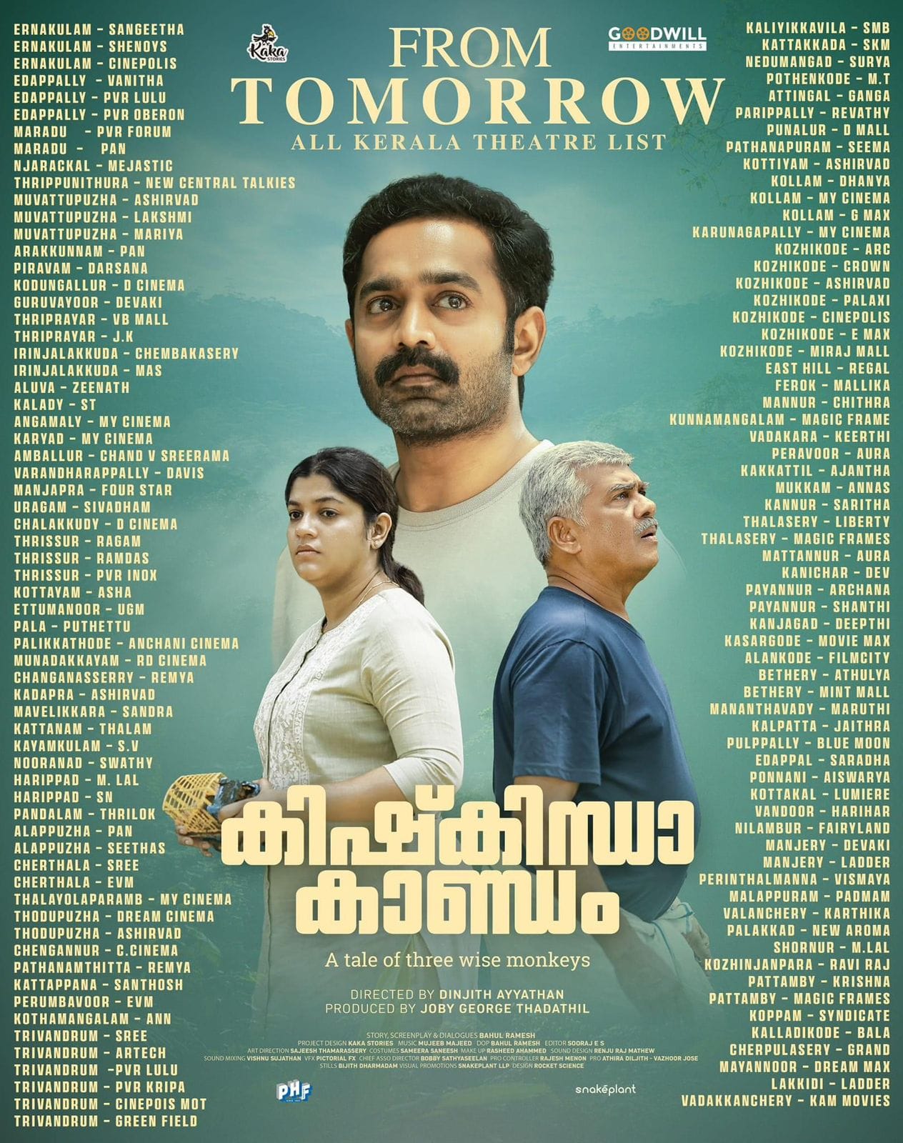 Vijayaraghavan, Asif Ali, and Aparna Balamurali in Kishkindha Kaandam (2024)