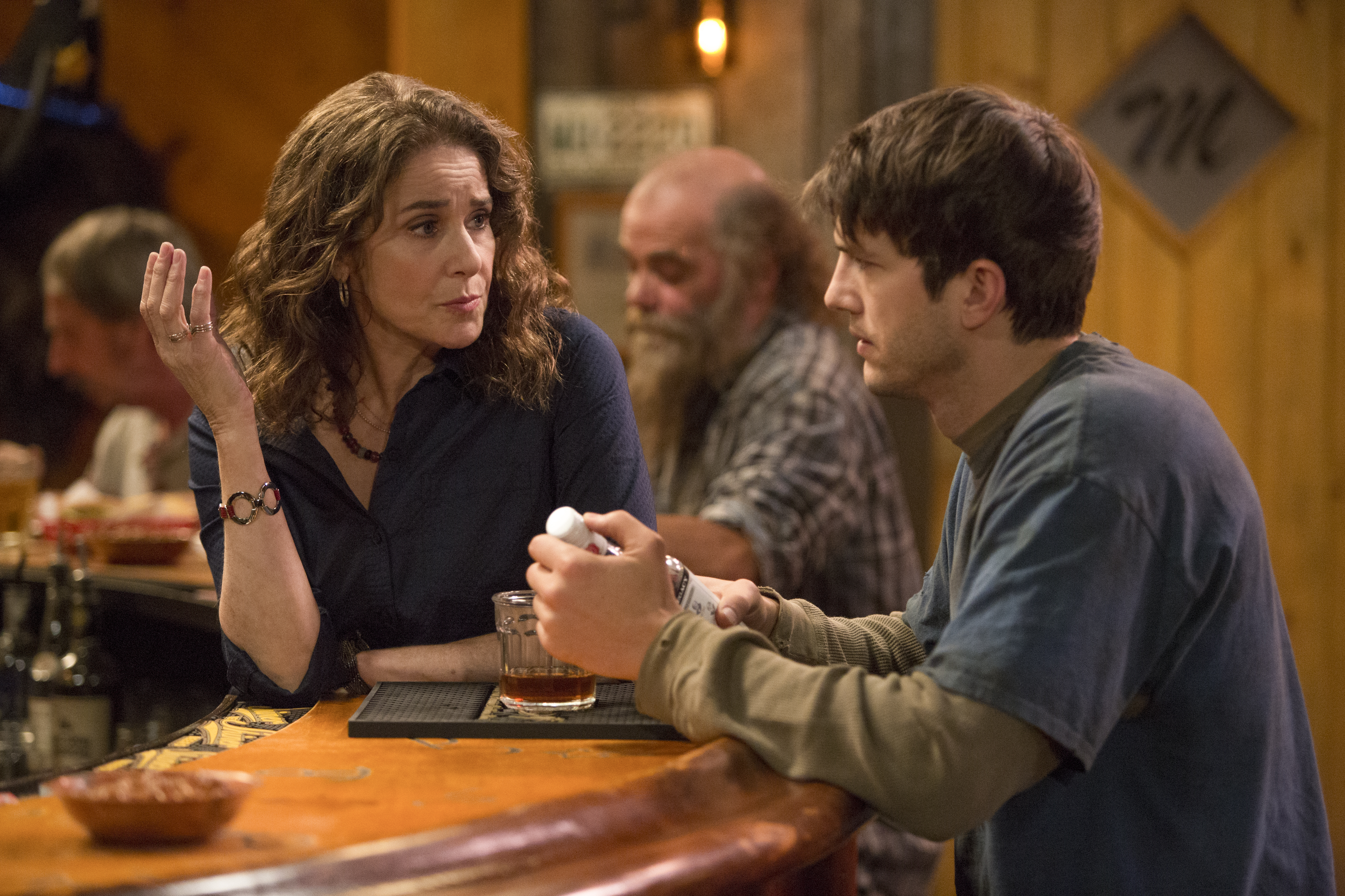 Debra Winger, Ashton Kutcher, and Grady Lee Richmond in The Ranch (2016)