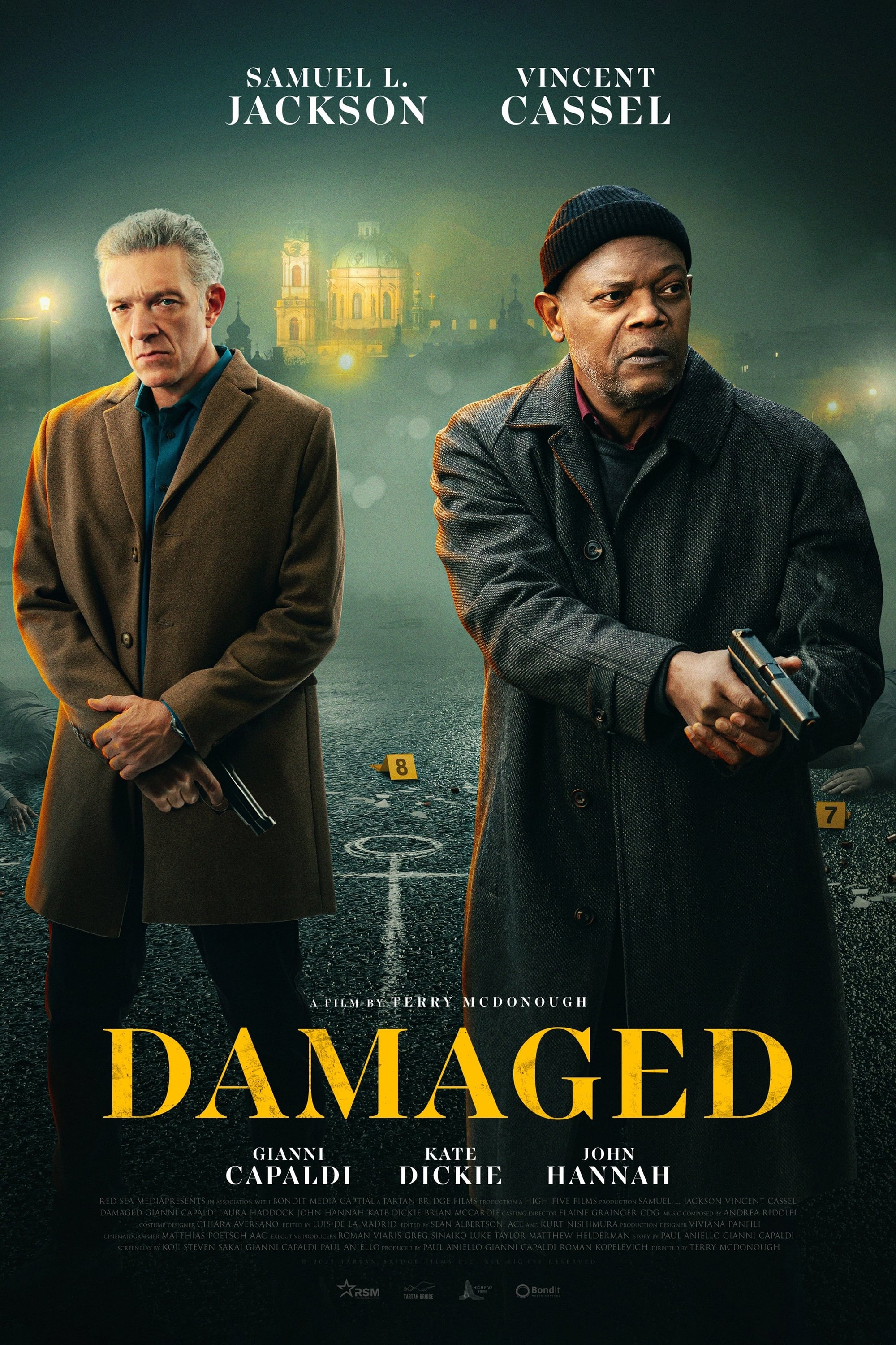 Samuel L. Jackson and Vincent Cassel in Damaged (2024)