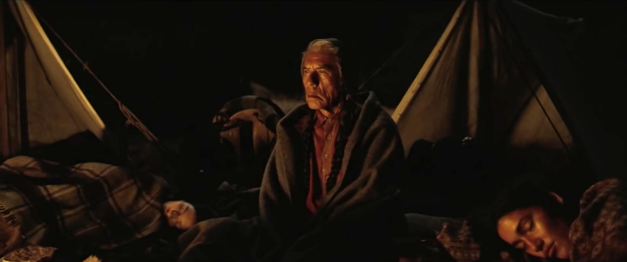 Q'orianka Kilcher, Wes Studi, and Tanaya Beatty in Hostiles (2017)