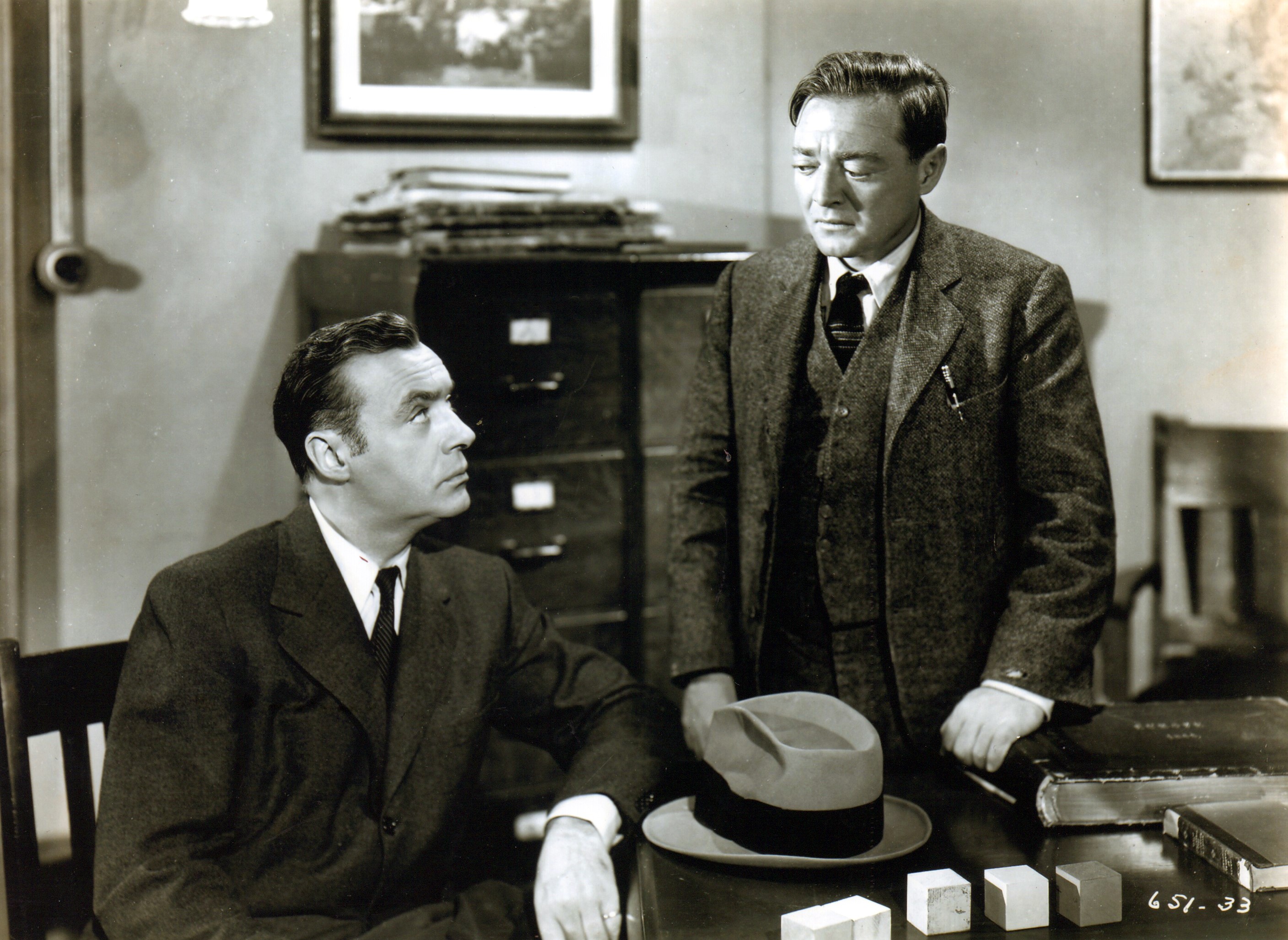 Peter Lorre and Charles Boyer in Confidential Agent (1945)