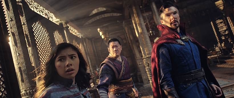 Benedict Wong, Benedict Cumberbatch, and Xochitl Gomez in Doctor Strange in the Multiverse of Madness (2022)