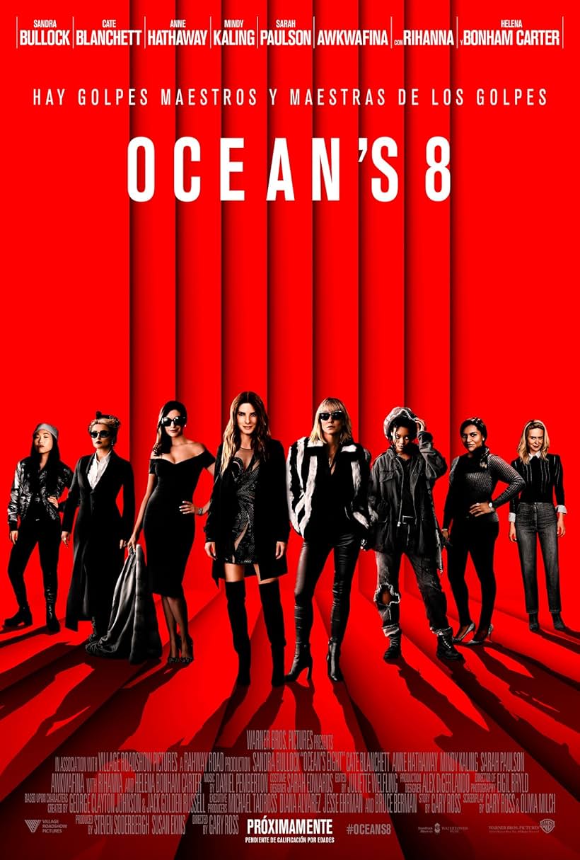 Sandra Bullock, Helena Bonham Carter, Cate Blanchett, Anne Hathaway, Sarah Paulson, Mindy Kaling, Rihanna, and Awkwafina in Ocean's Eight (2018)