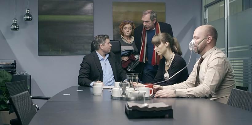 Morten Jørgensen, Henrik Larsen, Lene Poulsen, Jonas Schmidt, and Amanda Collin in Banken: New Normal (2014)