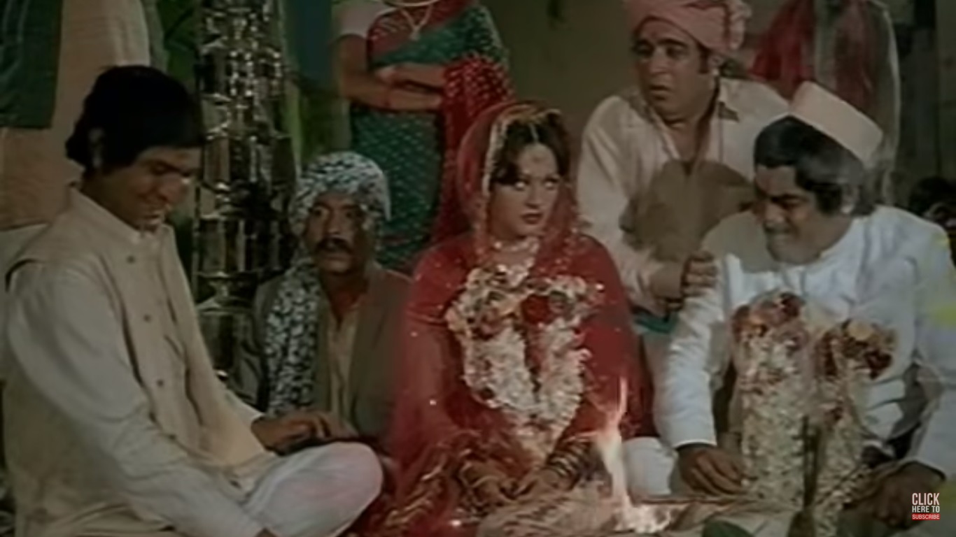 Birbal, Rajendranath Malhotra, Alka, and Govardhan Asrani in Ahinsa (1979)