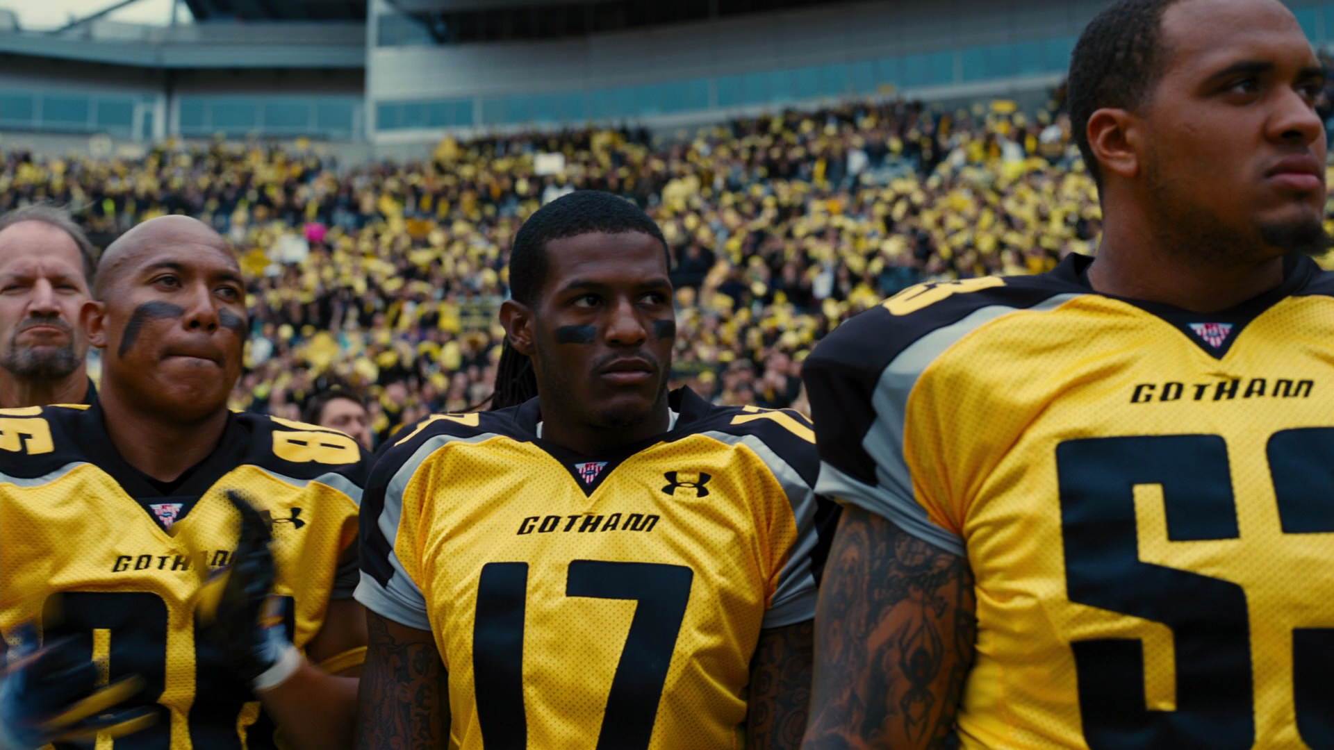 Bill Cowher, Hines Ward, Mike Wallace, and Maurkice Pouncey in The Dark Knight Rises (2012)