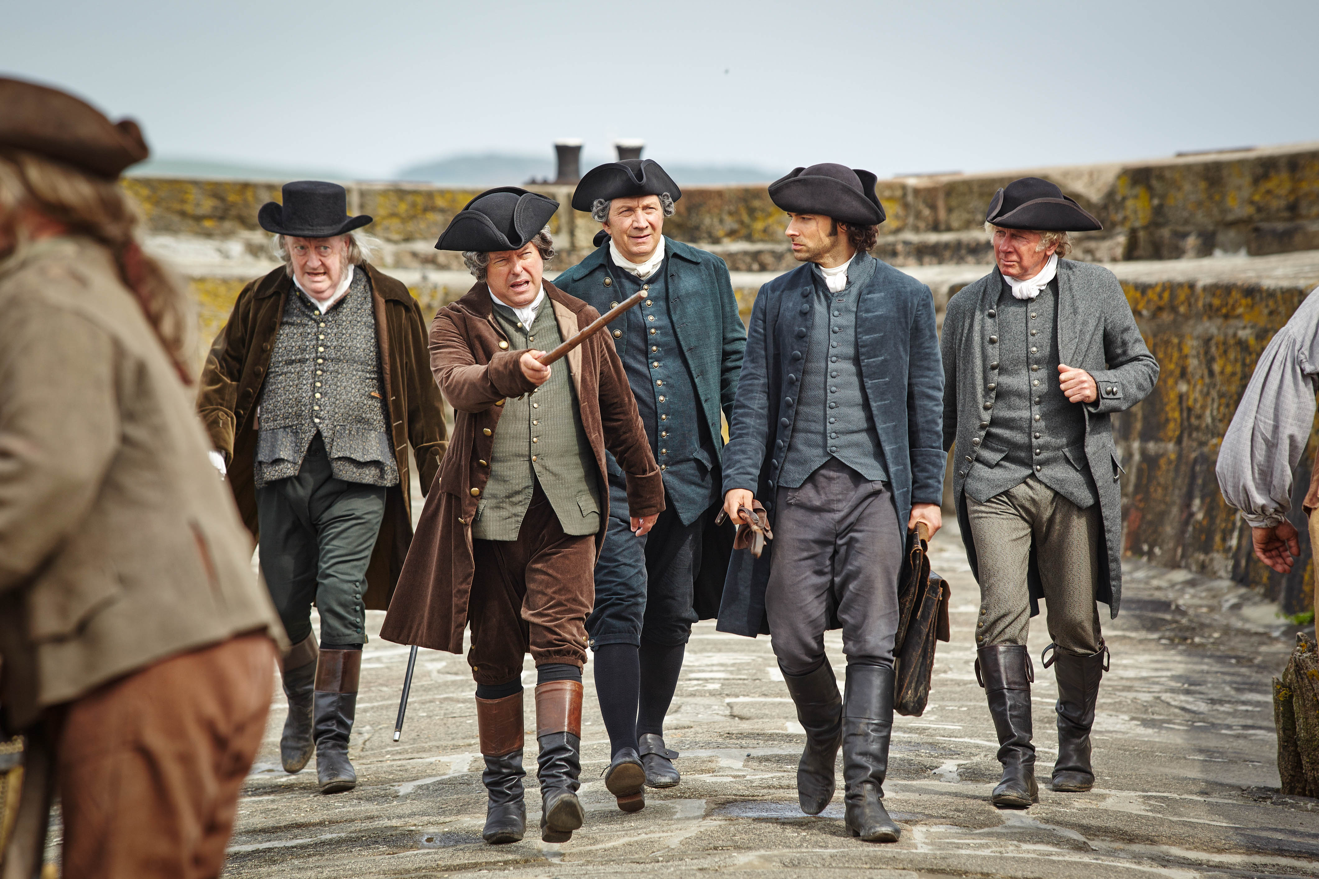 Michael Culkin, Robert Daws, Richard Hope, and Aidan Turner in Poldark (2015)