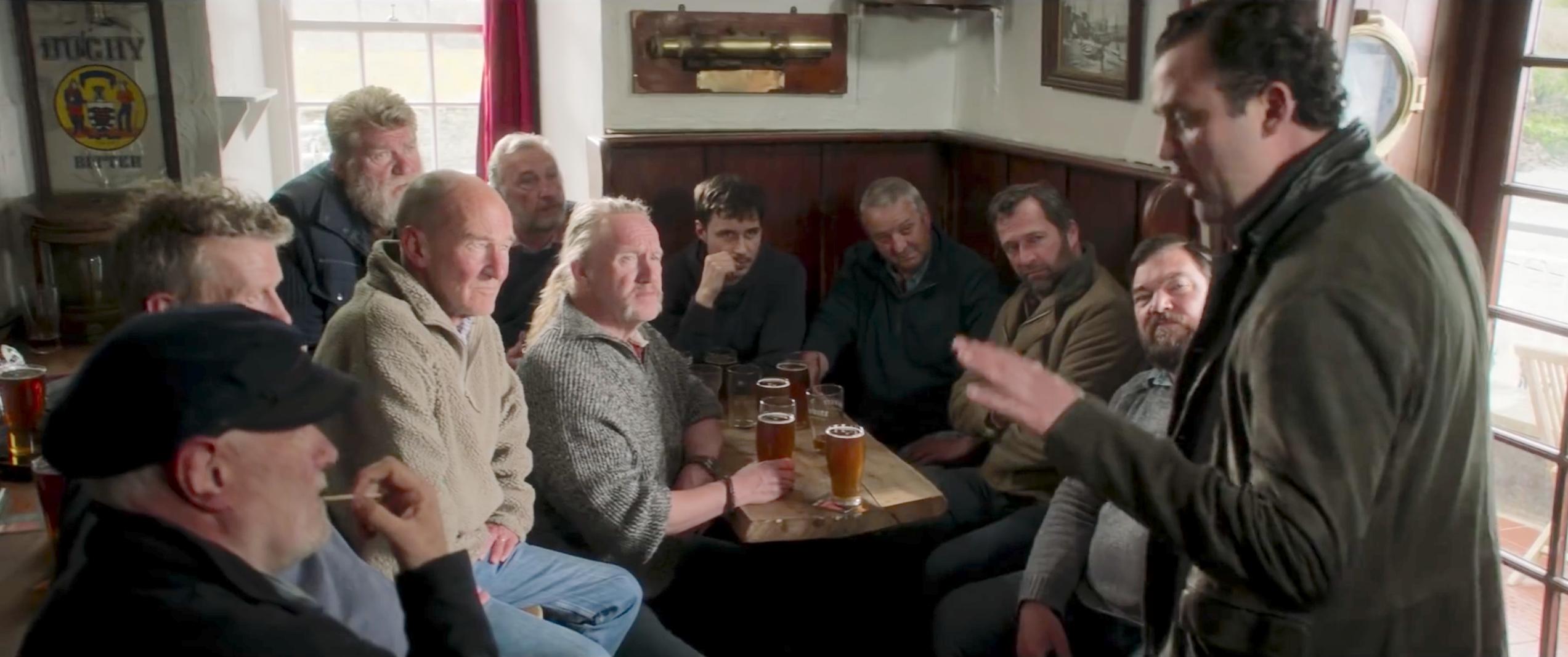 Richard Hainsworth, David Hayman, Dave Johns, James Purefoy, Daniel Mays, Rory Wilton, Julian Seager, Vahid Gold, and Jim Main in Fisherman's Friends (2019)