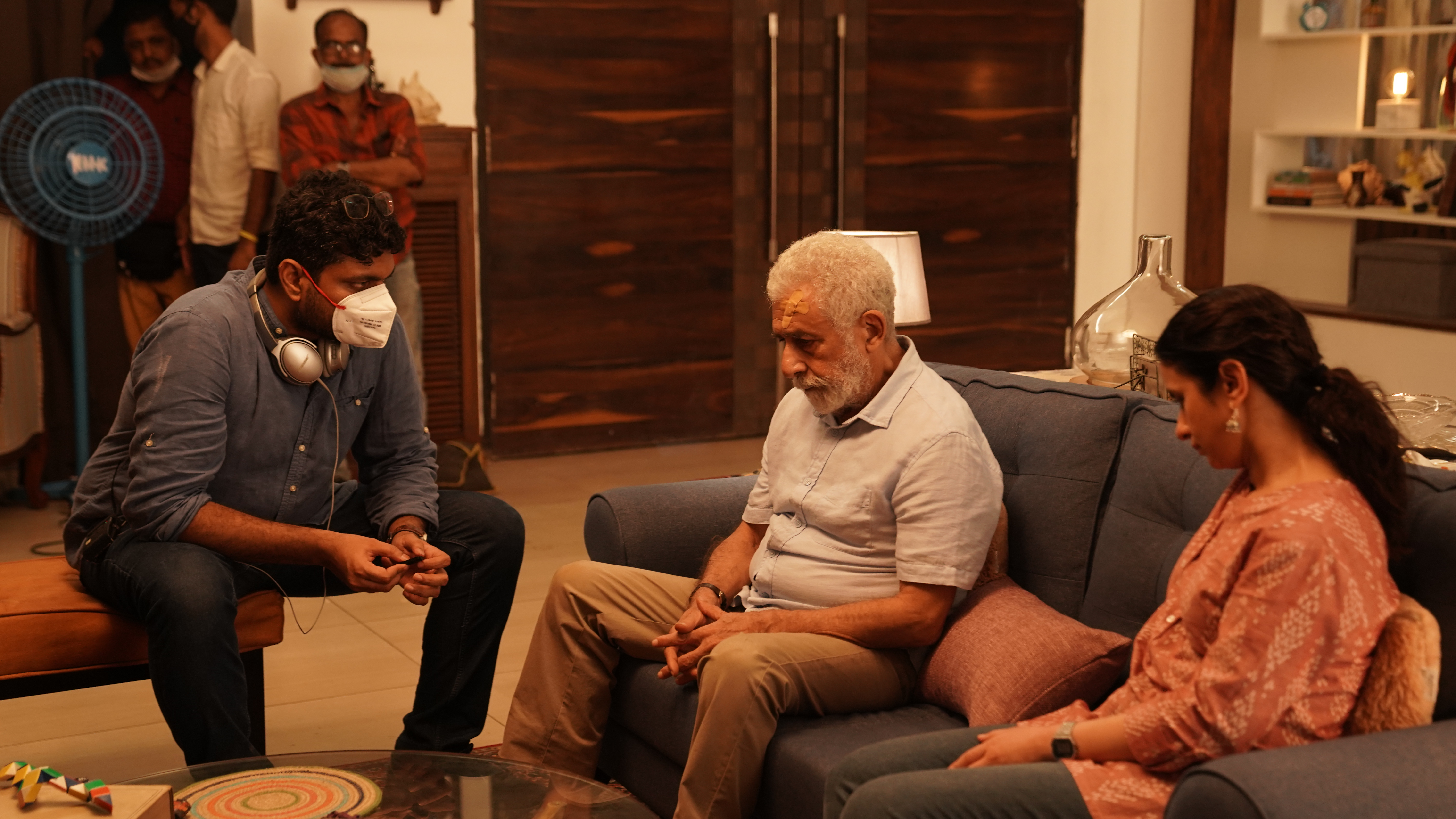 Naseeruddin Shah, Rasika Dugal, and Chintan Sarda in The Broken Table (2023)